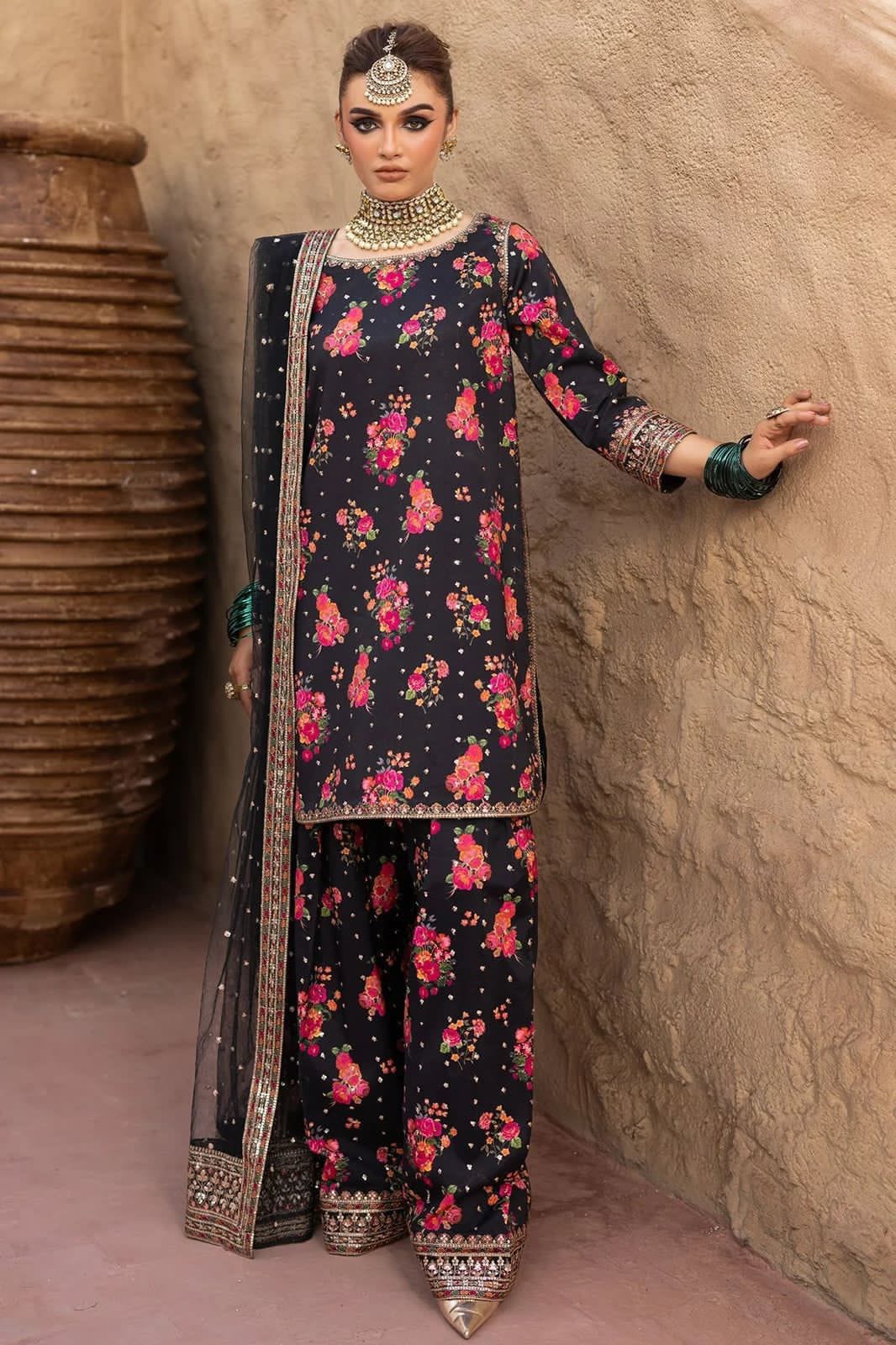 Charizma Shamoz Silk Embroidered 3Piece Suit  Digital Printed Silk Dupatta | Stitched or Unstitched