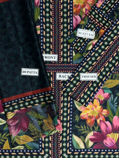 Jazmin Swiss Lawn Casual Suit – Digital Printed Shirt + Digital Dupatta + Trouser | Stitched or Unstitched