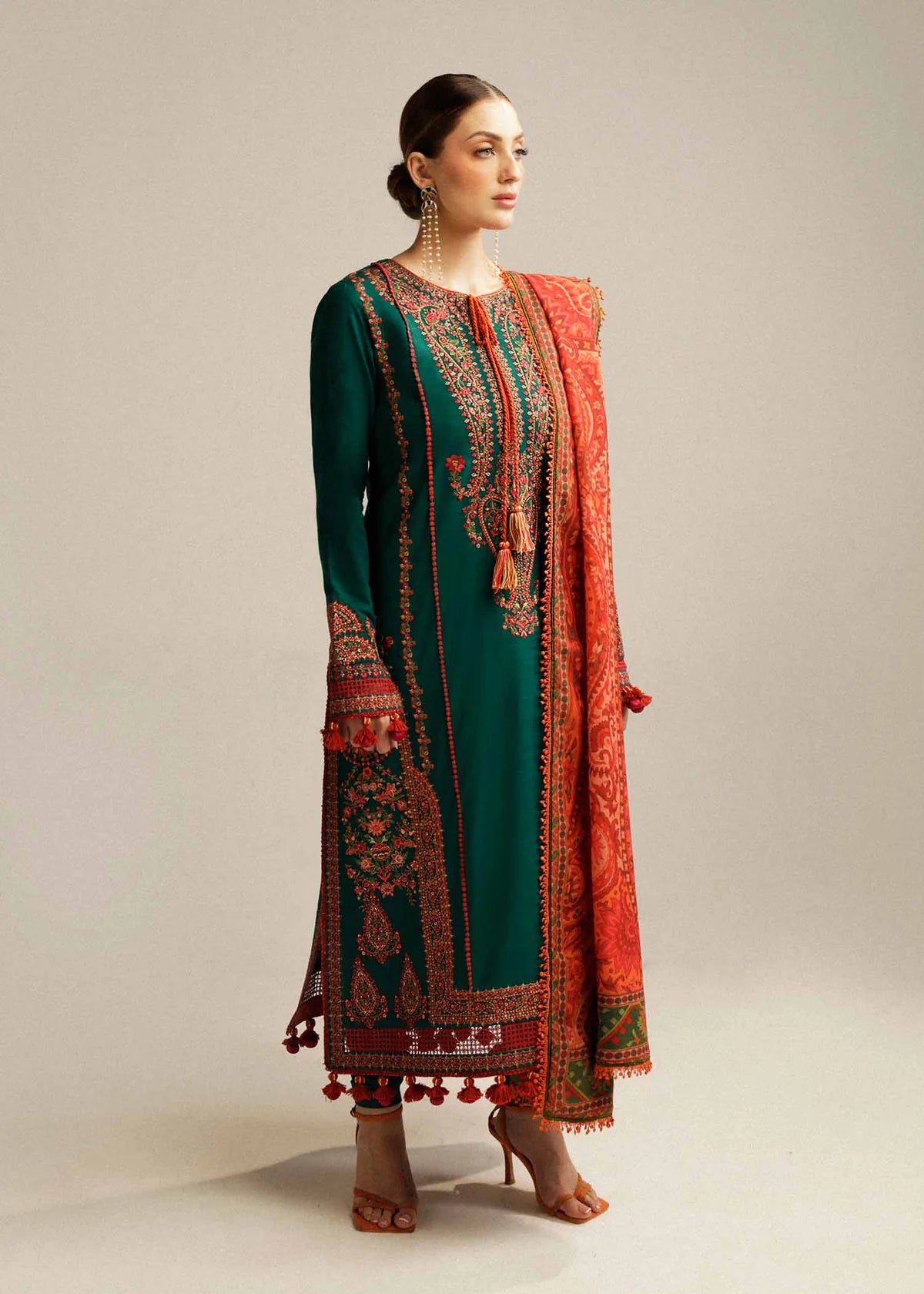 Hussain Rehar Airjet Lawn Casual Suit – Embroidered Shirt + Printed Dupatta + Trouser | Stitched or Unstitched