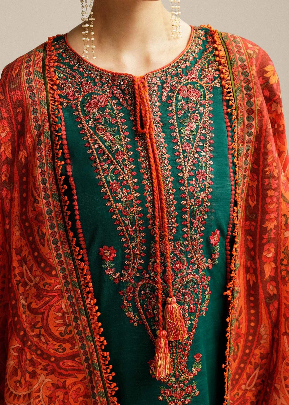 Hussain Rehar Airjet Lawn Casual Suit – Embroidered Shirt + Printed Dupatta + Trouser | Stitched or Unstitched