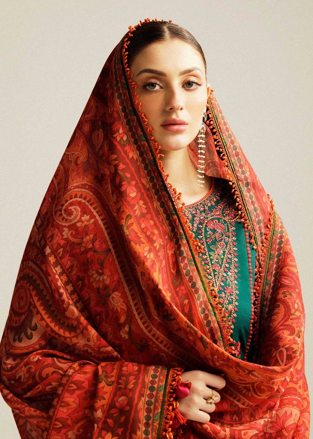 Hussain Rehar Airjet Lawn Casual Suit – Embroidered Shirt + Printed Dupatta + Trouser | Stitched or Unstitched