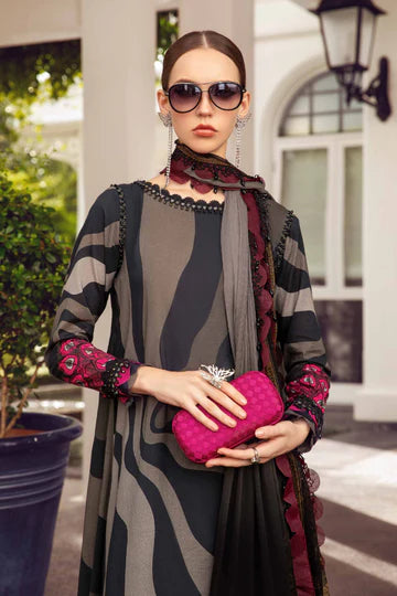 Maria B Digital Printed Lawn Summer Suit – Lawn Shirt + Silk Dupatta + Trouser | Stitched or Unstitched