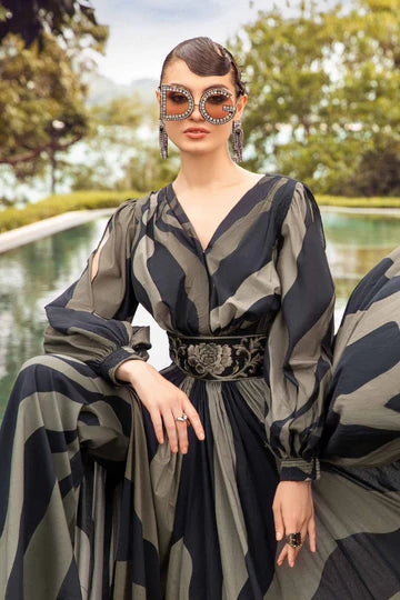 Maria B Digital Printed Lawn Summer Suit – Lawn Shirt + Silk Dupatta + Trouser | Stitched or Unstitched