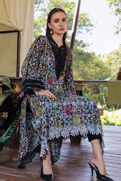 Maria B Embroidered Lawn Summer Suit – Embroidered Shirt + Printed Dupatta + Trouser | Stitched or Unstitched