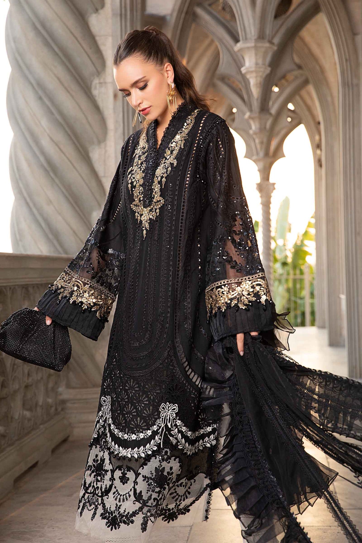 Maria B Chikankari Lawn Formal Suit – Chikankari Shirt + Printed Dupatta + Trouser | Stitched or Unstitched