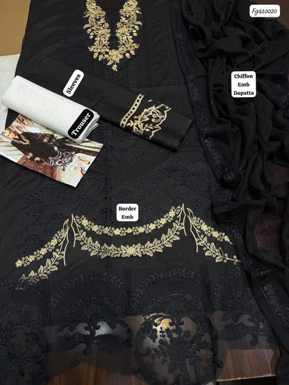 Maria B Chikankari Lawn Formal Suit – Chikankari Shirt + Printed Dupatta + Trouser | Stitched or Unstitched