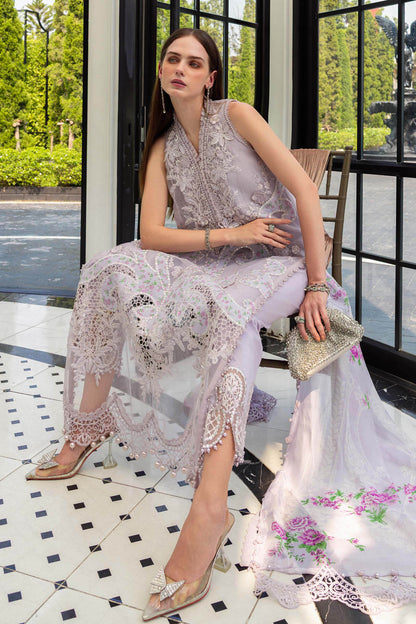 Maria B Luxury Lawn Festive Suit – Embroidered Shirt + Silk Dupatta + Trouser | Stitched or Unstitched