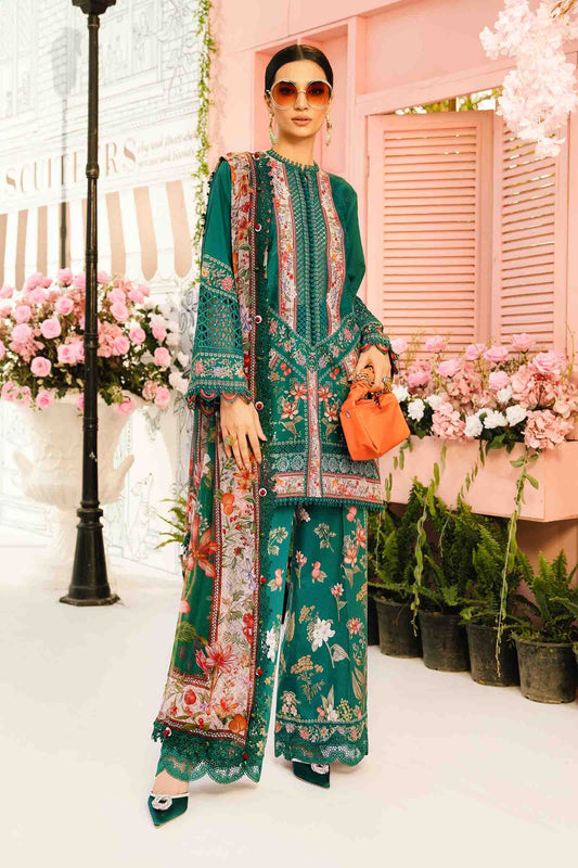 Maria B Printed Lawn Summer Suit – Digital Print Shirt + Printed Dupatta + Trouser | Stitched or Unstitched
