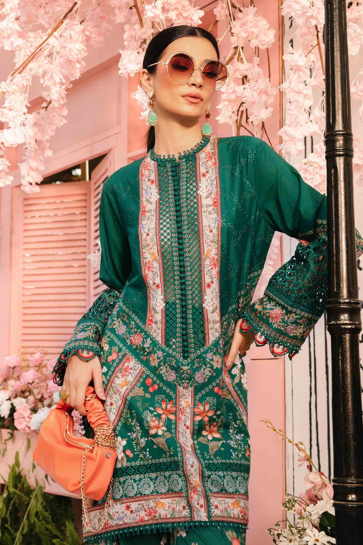 Maria B Printed Lawn Summer Suit – Digital Print Shirt + Printed Dupatta + Trouser | Stitched or Unstitched