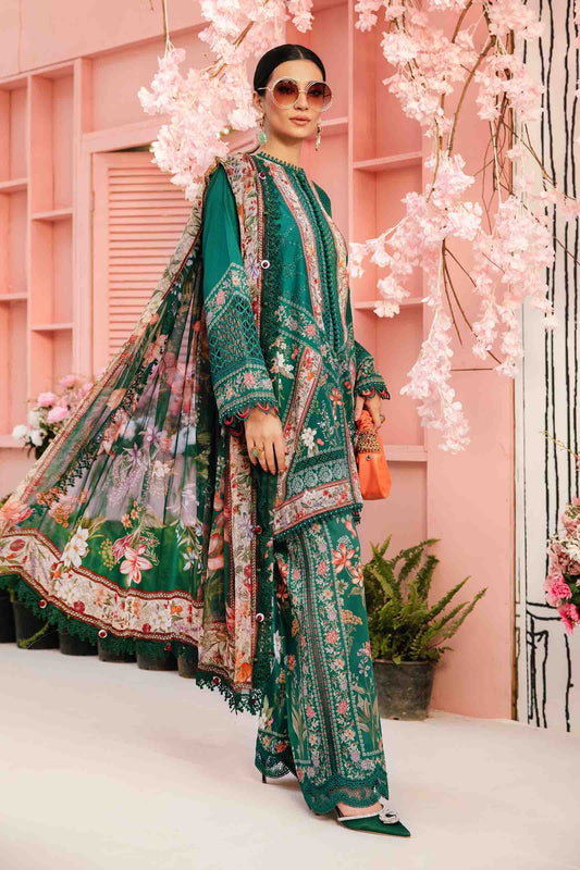 Maria B Printed Lawn Summer Suit – Digital Print Shirt + Printed Dupatta + Trouser | Stitched or Unstitched